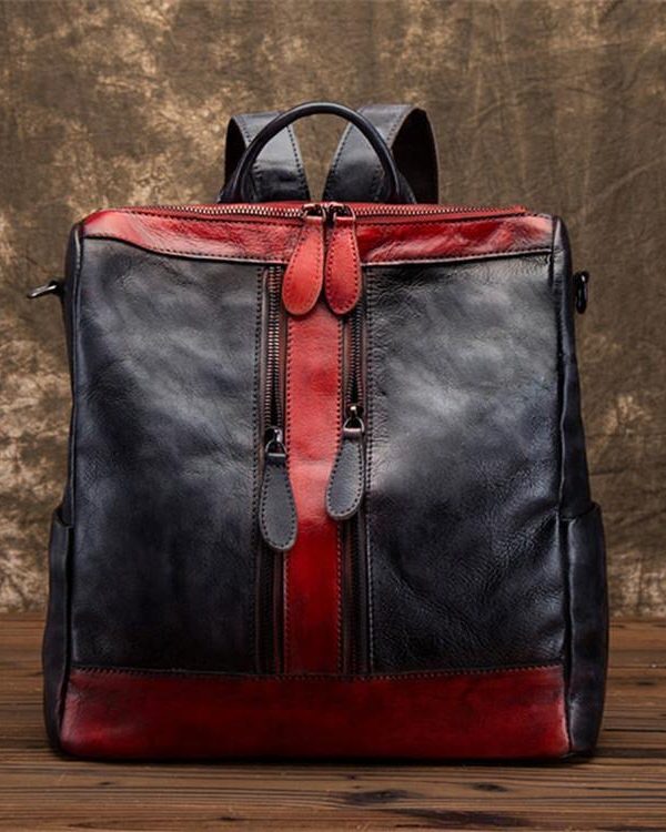 Elegant Surroundings Casual Travel yellow Color Matching Leather Backpack