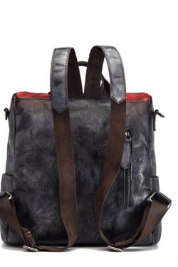 Elegant Surroundings Casual Travel yellow Color Matching Leather Backpack