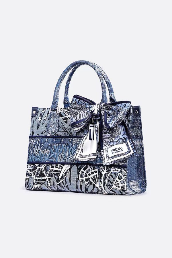 Elegant Versatile Print Patchwork Tote Handbag