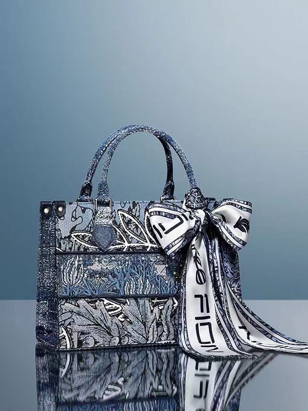 Elegant Versatile Print Patchwork Tote Handbag