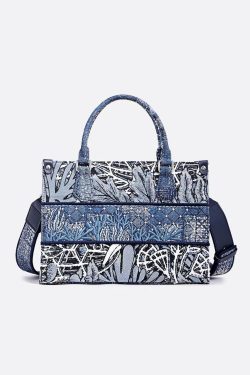 Elegant Versatile Print Patchwork Tote Handbag