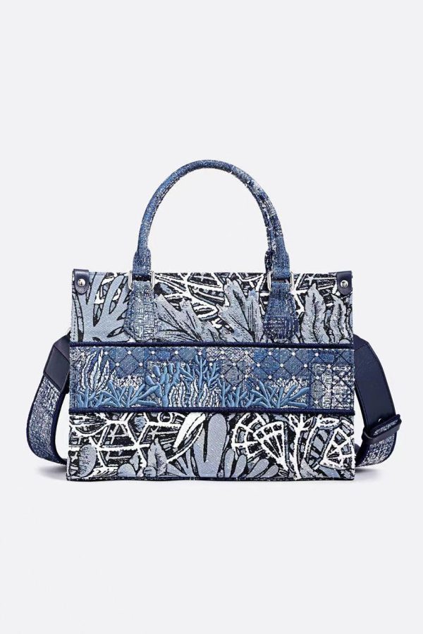 Elegant Versatile Print Patchwork Tote Handbag