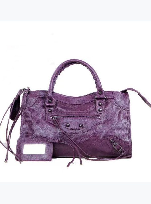 Elegant Versatile Red Sheepskin Rivet Tote Handbag