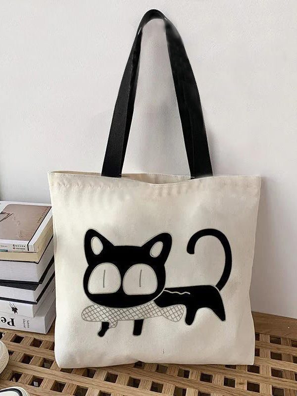 Elegant White Greenery Print Canvas Satchel Handbag