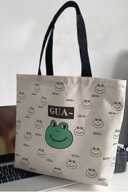 Elegant White Greenery Print Canvas Satchel Handbag