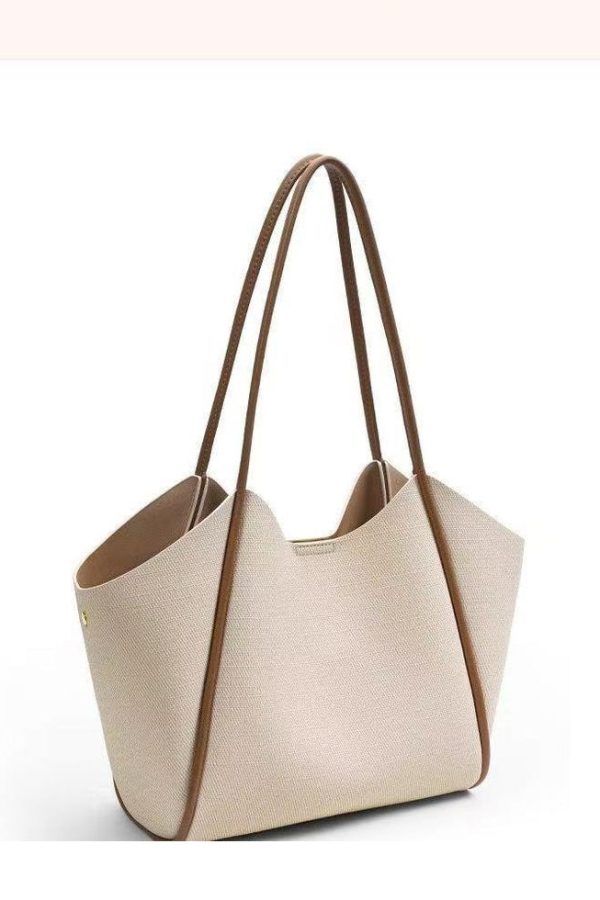 Elegant White Large Capacity Solid Durable Faux Leather Shoulder Bags