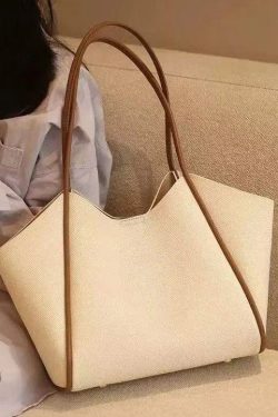Elegant White Large Capacity Solid Durable Faux Leather Shoulder Bags