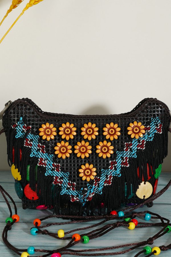 Ethnic Style Coconut Shell Handmade Woven Crossbody Bag
