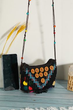 Ethnic Style Coconut Shell Handmade Woven Crossbody Bag