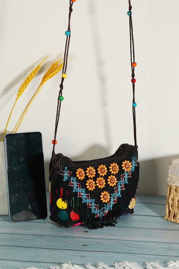 Ethnic Style Coconut Shell Handmade Woven Crossbody Bag