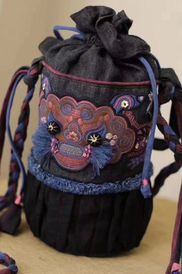 Ethnic Style Embroidered Drawstring Bucket Bag