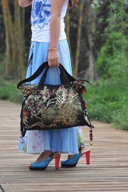 Ethnic Style Embroidered Tassel Canvas Shoulder Bag