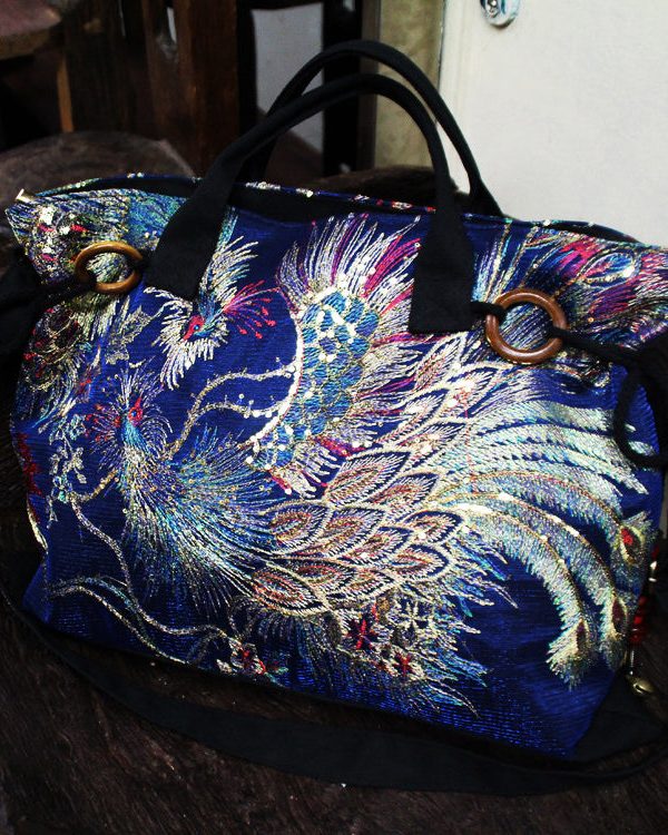 Ethnic Style Embroidered Tassel Canvas Shoulder Bag