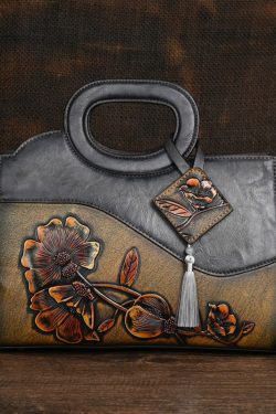 Ethnic Style Retro Camel Embossed Hand Held Crossbody Bag