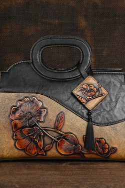 Ethnic Style Retro Camel Embossed Hand Held Crossbody Bag