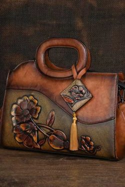 Ethnic Style Retro Camel Embossed Hand Held Crossbody Bag