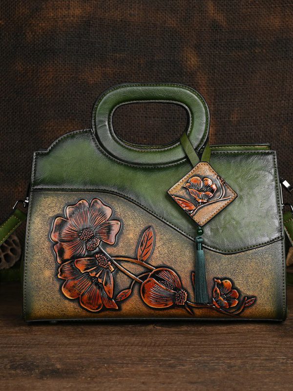 Ethnic Style Retro Camel Embossed Hand Held Crossbody Bag