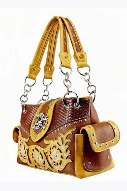 European And American Skulls Embroidery Rivet Satchel Bag Handbag