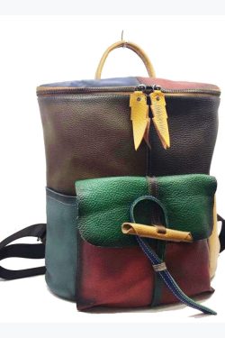 European And American Style Colored Genuine Cowhide Backpack