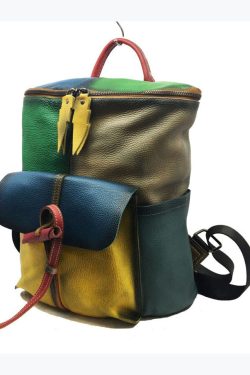European And American Style Colored Genuine Cowhide Backpack