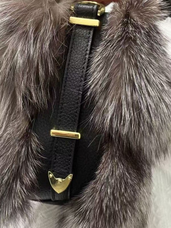European And American Style Fox Fur Large Capacity Tote Handbag