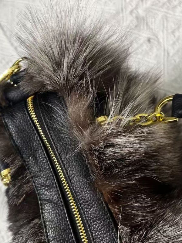 European And American Style Fox Fur Large Capacity Tote Handbag
