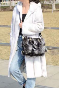 European And American Style Fox Fur Large Capacity Tote Handbag