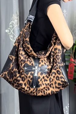 European And American Style Leopard Large Capacity Satchel Bag Handbag