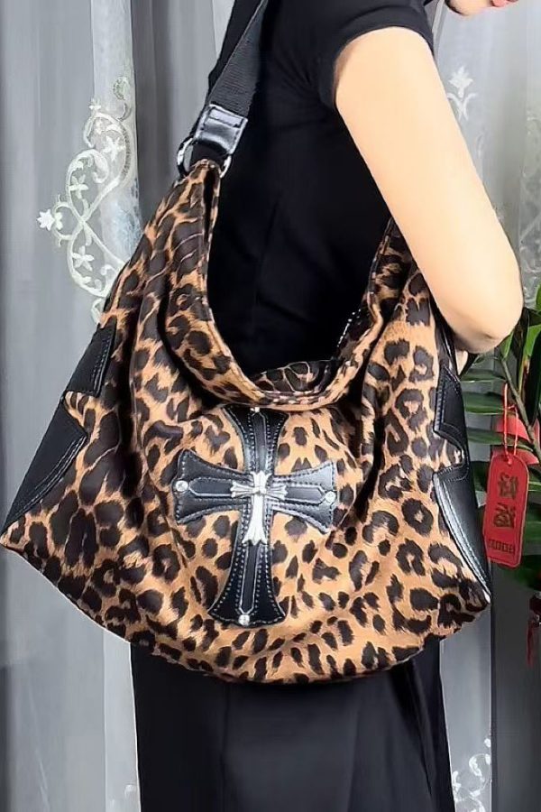 European And American Style Leopard Large Capacity Satchel Bag Handbag
