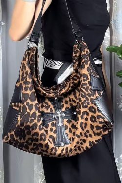 European And American Style Leopard Large Capacity Satchel Bag Handbag