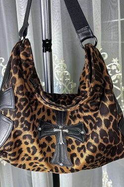 European And American Style Leopard Large Capacity Satchel Bag Handbag