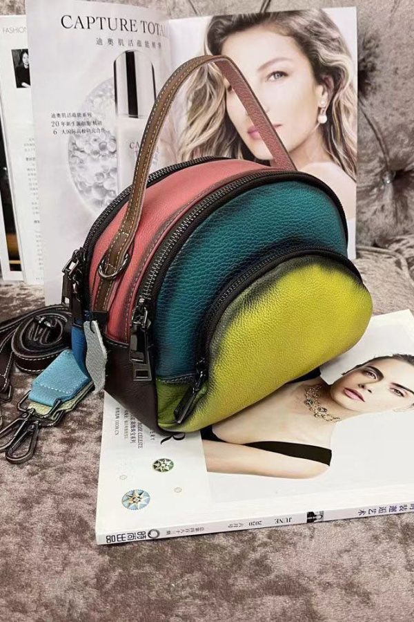 European And American Yellow Cowhide Carrying Crossbody Bag