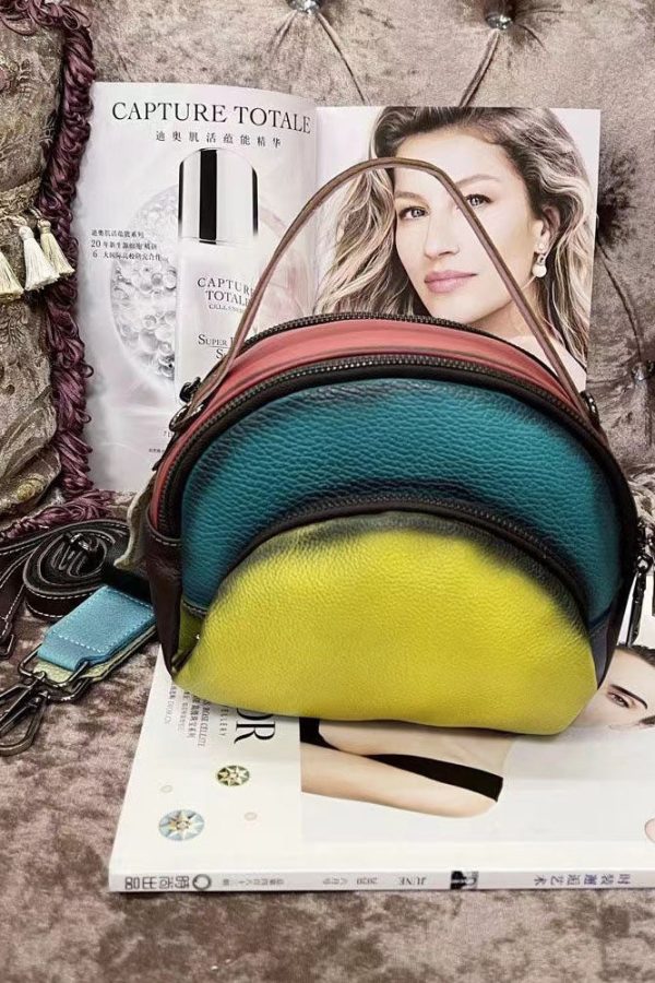 European And American Yellow Cowhide Carrying Crossbody Bag