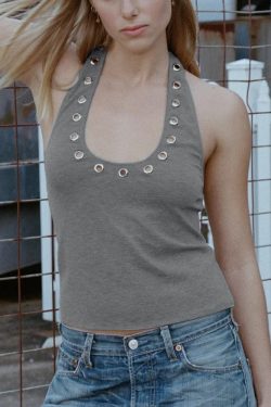 Eyelet Halter Neck Top