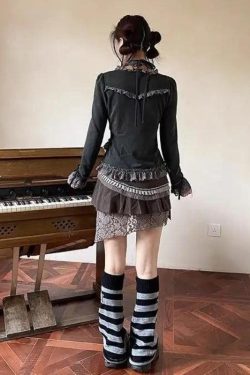 Fairy Grunge Asymmetric Lace Top