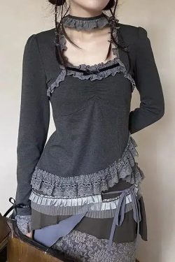 Fairy Grunge Asymmetric Lace Top