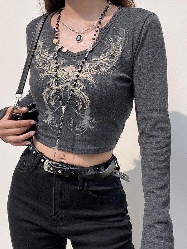 Fairy Grunge Butterfly Crop Top