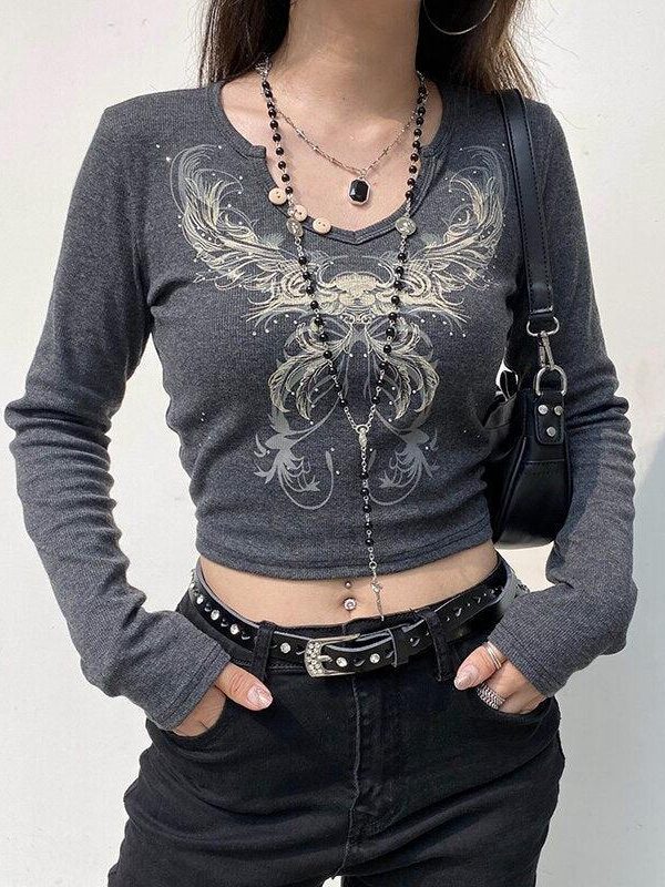 Fairy Grunge Butterfly Crop Top