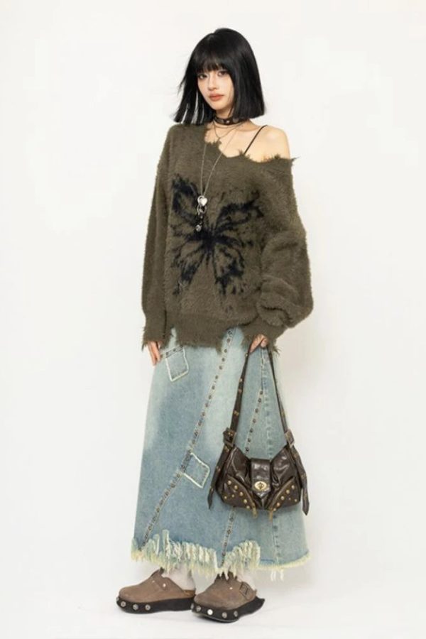 Fairy Grunge Butterfly Fluffy Sweater