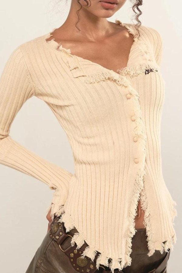 Fairy Grunge Corduroy Distressed Cardigan