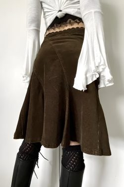 Fairy Grunge Corduroy Midi Skirt