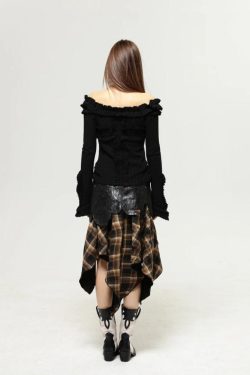 Fairy Grunge Cut Out Shoulder Top