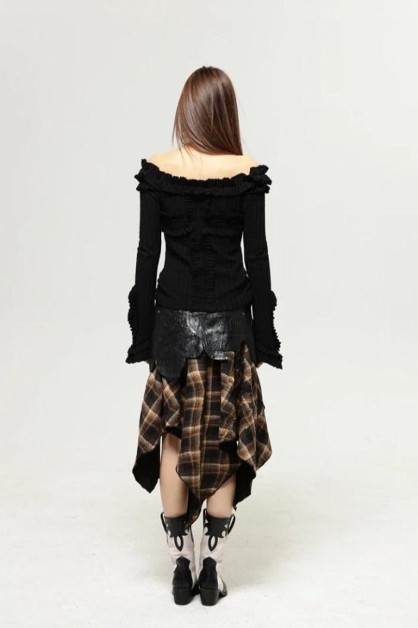 Fairy Grunge Cut Out Shoulder Top