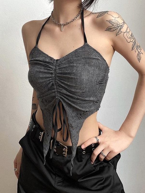 Fairy Grunge Detachable Sleeve Halter Top