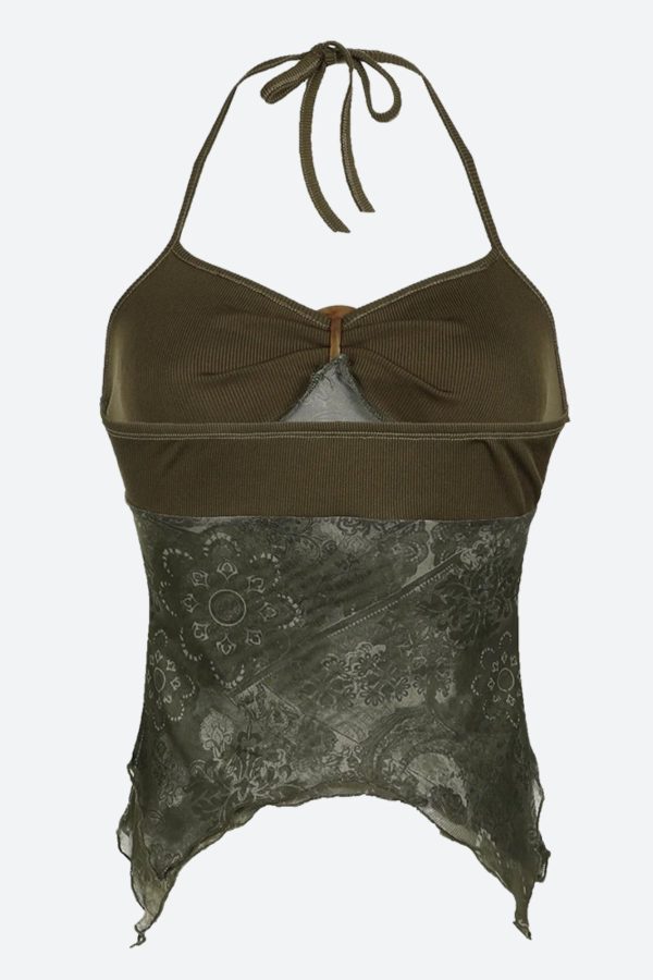Fairy Grunge Floral Halter Neck Top