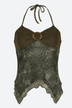 Fairy Grunge Floral Halter Neck Top