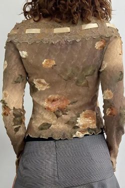 Fairy Grunge Floral Off Shoulder Lace Top