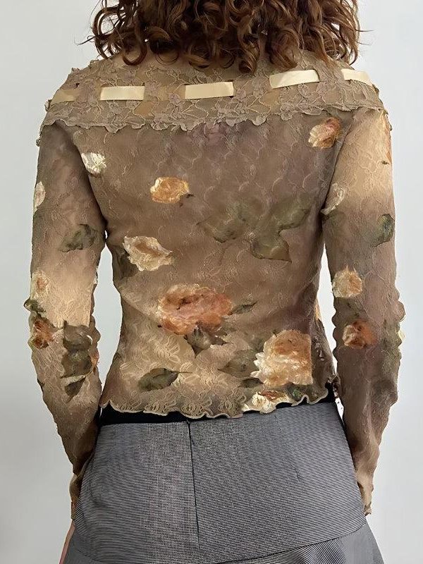 Fairy Grunge Floral Off Shoulder Lace Top