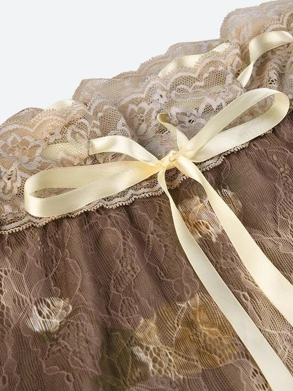 Fairy Grunge Floral Off Shoulder Lace Top