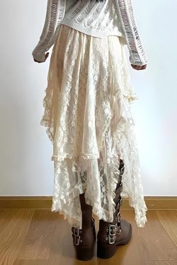 Fairy Grunge Lace Midi Skirt